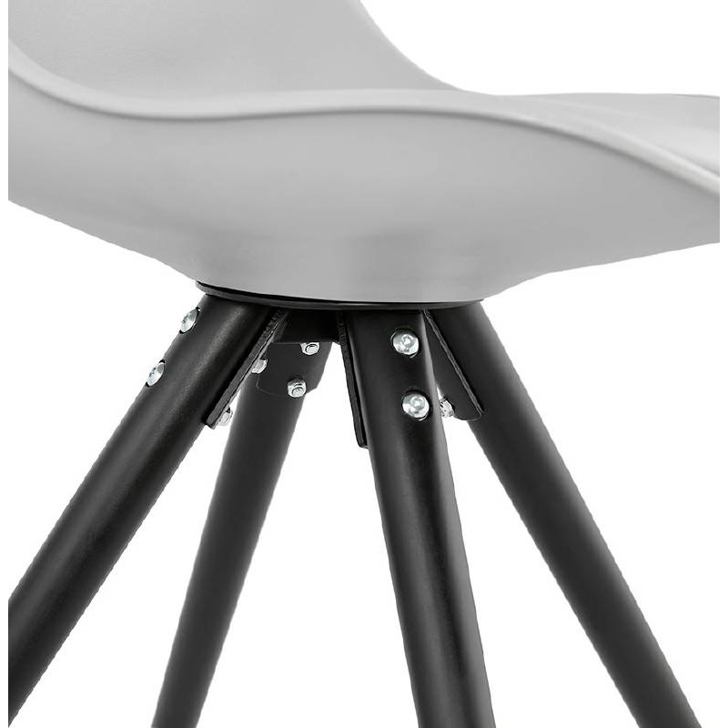 Chaise design ASHLEY pieds noirs (gris clair) - image 39243