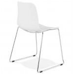 Chaise moderne empilable ALIX pieds métal chromé (blanc)