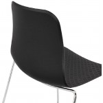 Moderner Stuhl ALIX Fuß verchromt Metall (schwarz)