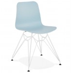 Design and modern Chair in polypropylene feet (blue) white metal