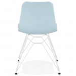 Diseño y moderna silla en metal blanco de polipropileno pies (azul)