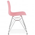 Chaise design et industrielle VENUS en polypropylène pieds métal chromé (rose)