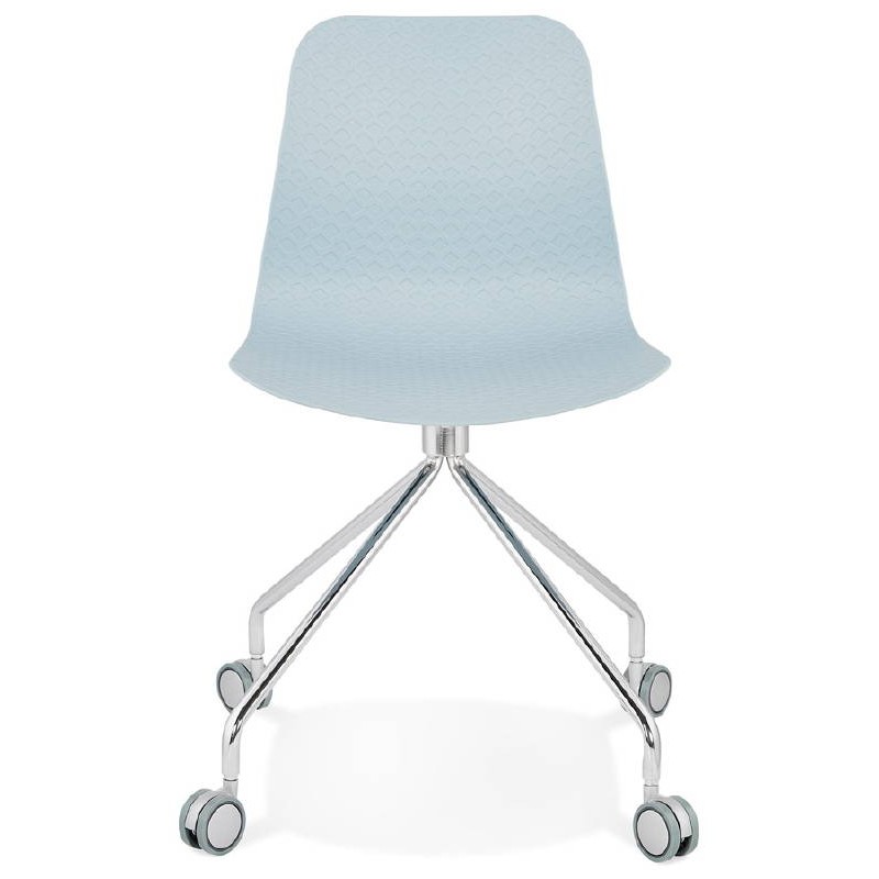 Chaise de bureau sur roulettes JANICE en polypropylène pieds métal chromé (bleu ciel) - image 39395