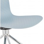 Chaise de bureau sur roulettes JANICE en polypropylène pieds métal chromé (bleu ciel)