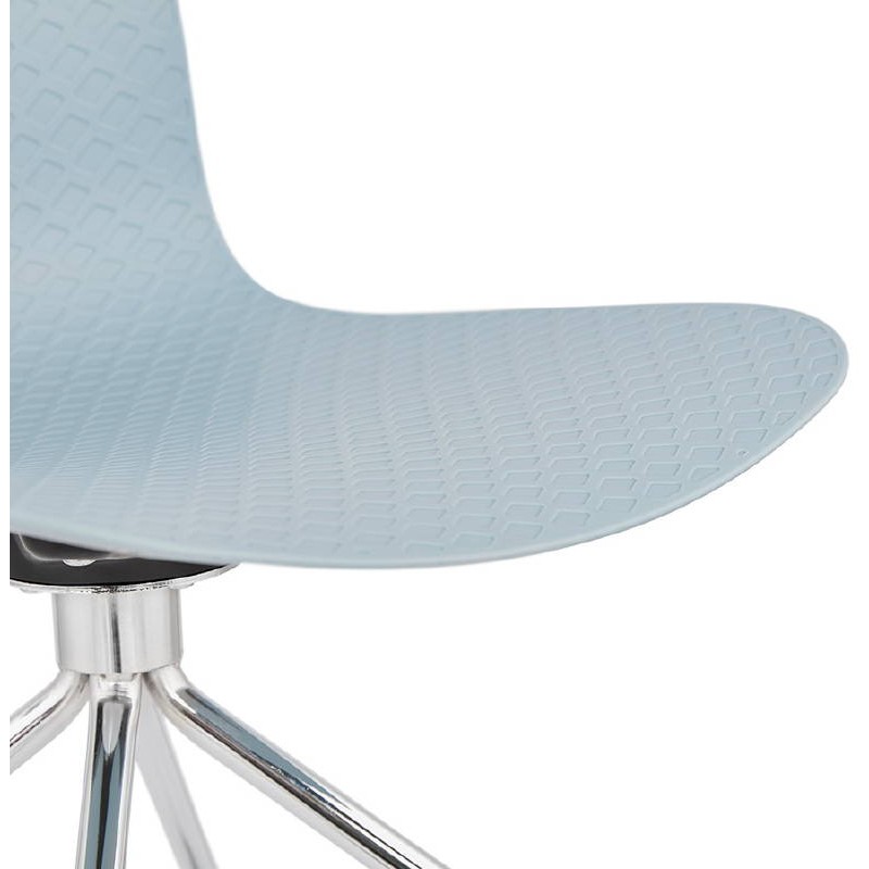 Chaise de bureau sur roulettes JANICE en polypropylène pieds métal chromé (bleu ciel) - image 39400