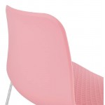 Modern Chair ALIX foot chromed metal (Pink)