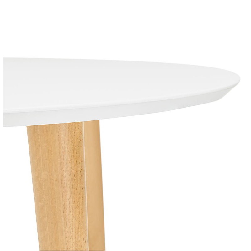 Table à manger ronde scandinave à rallonges (Ø 120 cm) OLIVIA en bois (120-220x120x75 cm) (blanc mat) - image 39613