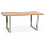 Table à manger design ou table de réunion AXELLE en bois et métal (180x90x77 cm) (naturel)
