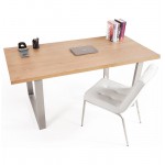 Mesa de comedor diseño o reunión mesa AXELLE en madera y metal (180 x 90 x 77 cm) (natural)
