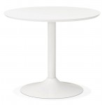 Table à manger ronde design scandinave ou bureau MAUD en MDF et métal peint (Ø 90 cm) (blanc)