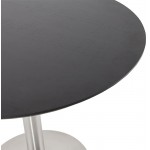 Ronda de diseño mesa de comedor u Oficina COLINE en MDF y cepillado de metal (Ø 90 cm) (acero negro, pulido)