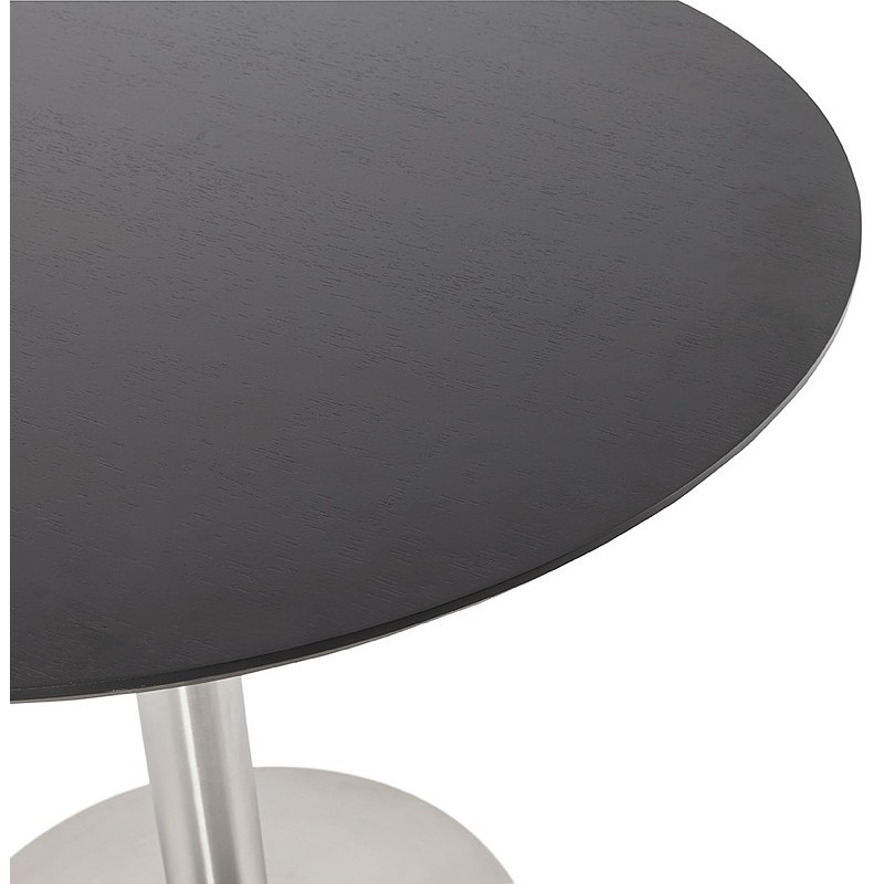 Table à manger ronde design ou bureau COLINE en MDF et métal brossé (Ø 90 cm) (noir, acier brossé) - image 39782