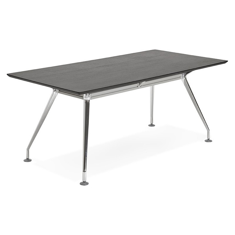 Bureau table de réunion moderne (90x180 cm) LAMA en bois plaqué frêne (noir) - image 40111