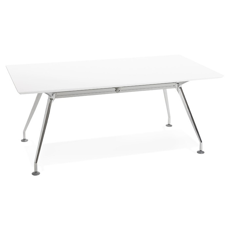 Bureau table de réunion moderne (90x180 cm) LAMA en bois (blanc mat) - image 40138
