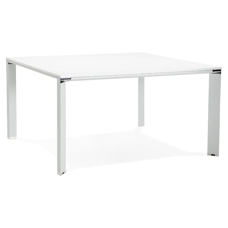 Bureau BENCH table de réunion moderne (140x140 cm) RICARDO en bois (blanc)