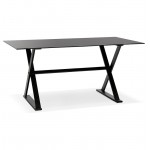 Table à manger design ou bureau (160x80 cm) WENDY en verre (noir)