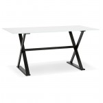 Diseño de mesa o escritorio de cristal (160 x 80 cm) WENDY (blanco)