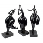 Set de 3 statues sculptures décoratives design FEMMES en résine H51 cm (noir)