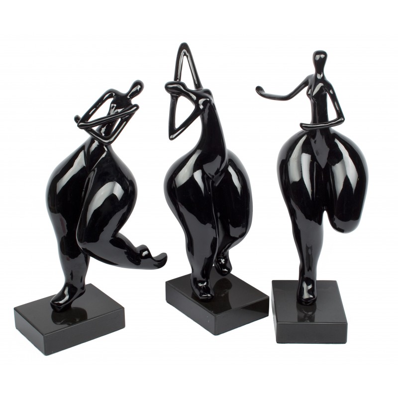 Set of 3 resin H51 cm (black) design decorative sculptures women statues - image 40929