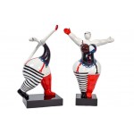Set of 2 statues design decorative sculptures torque curves in resin H54 / 58cm (multicolor)