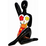 Progettare la statua di seduta della donna scultura decorativa in resina H54 cm (multicolor)