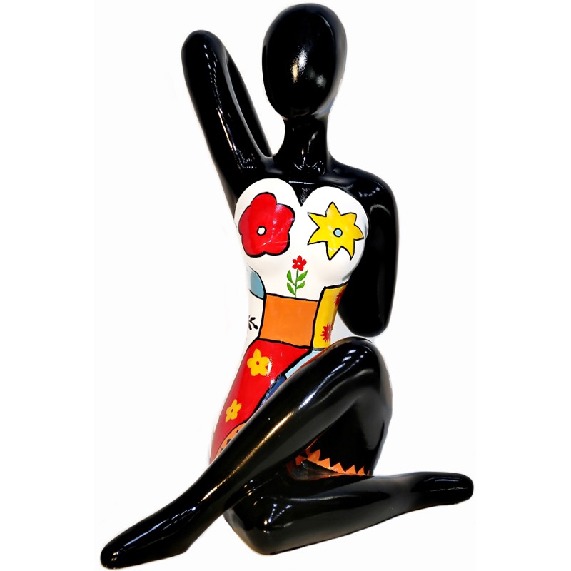 Diseño decorativo de escultura mujer sentada en resina H54 cm (multicolor) - image 40946
