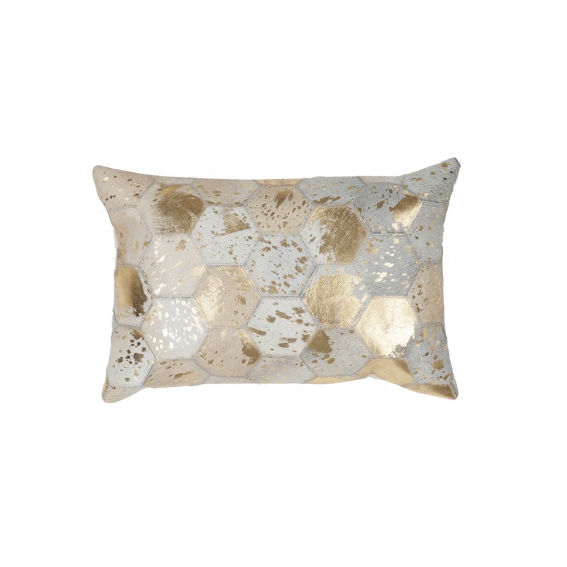 100% leather DETROIT rectangular cushion handmade (Golden ivory) - image 41540