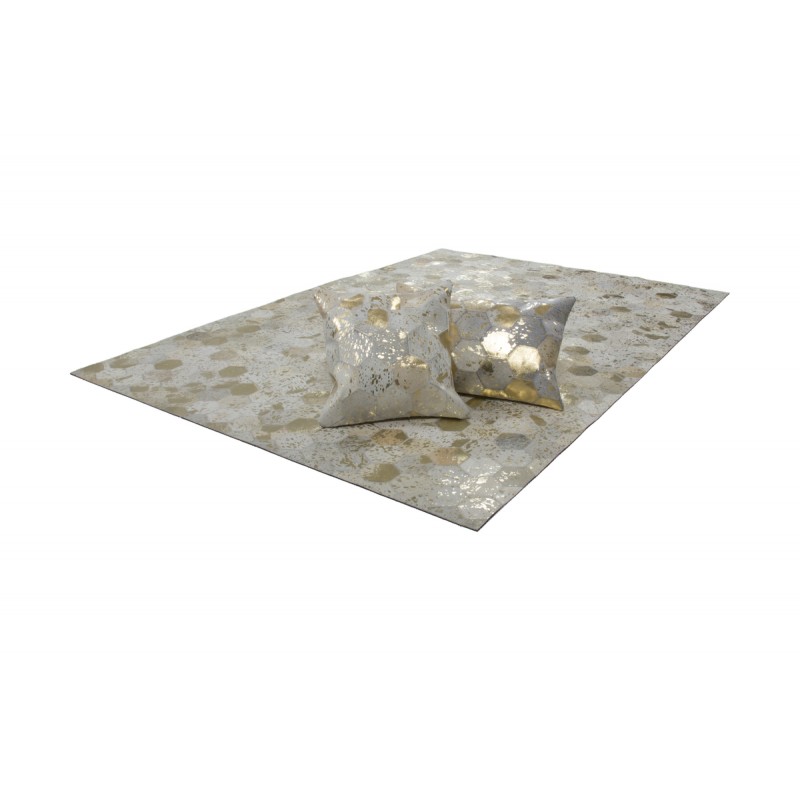 100% leather DETROIT square cushion handmade (Golden ivory) - image 41545