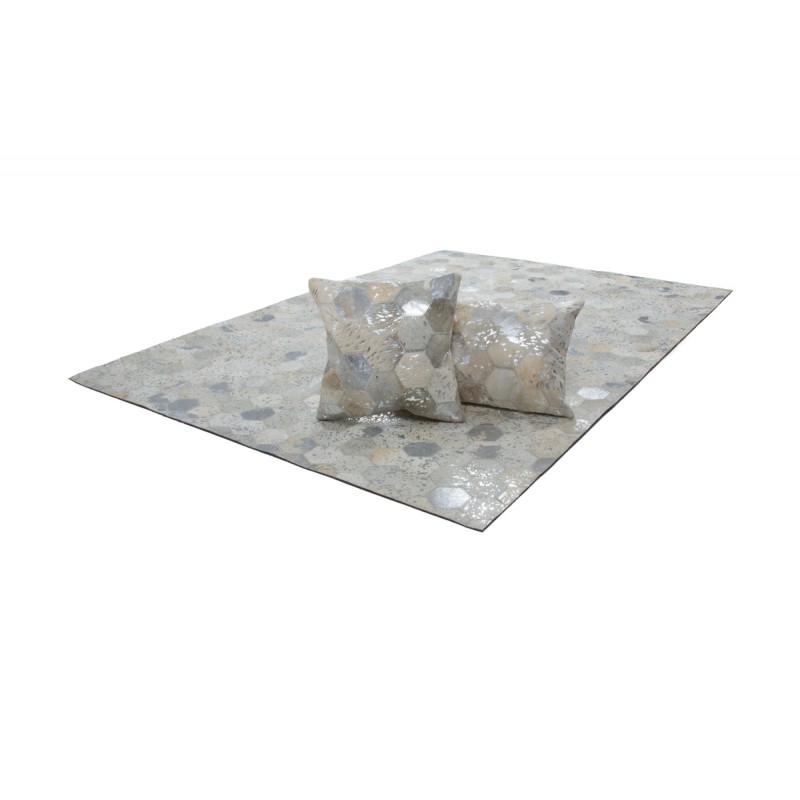 100% pelle DETROIT quadrato cuscino handmade (argento) - image 41551