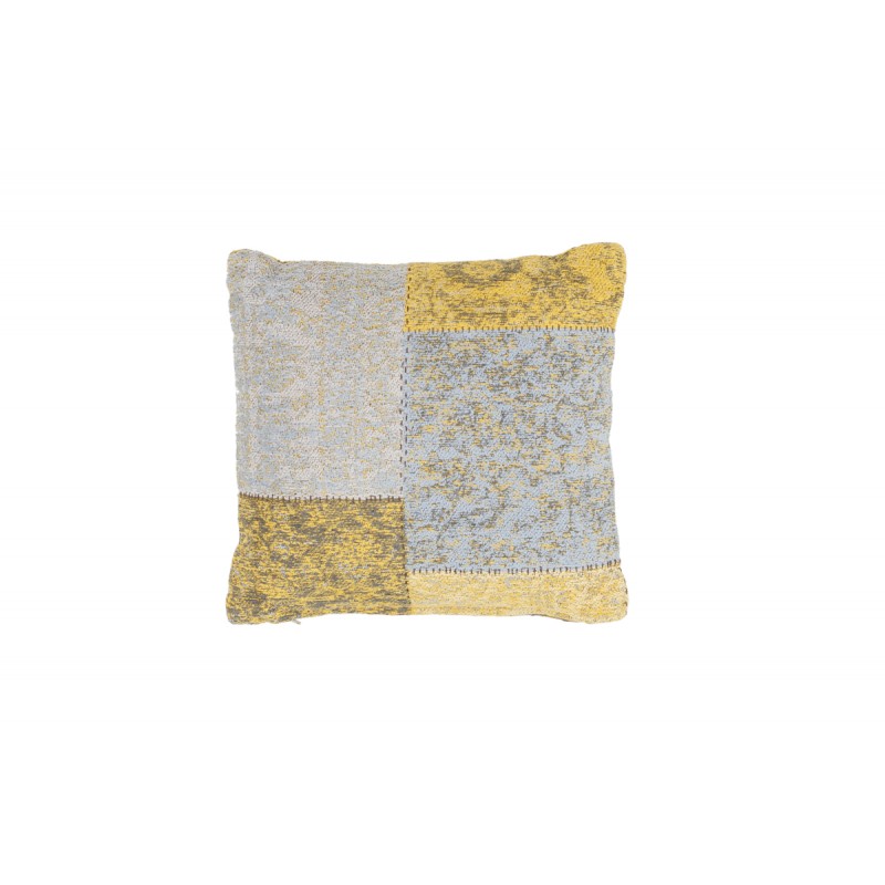 Vintage Symphony square patchwork cushion handmade (yellow-blue) - image 41805