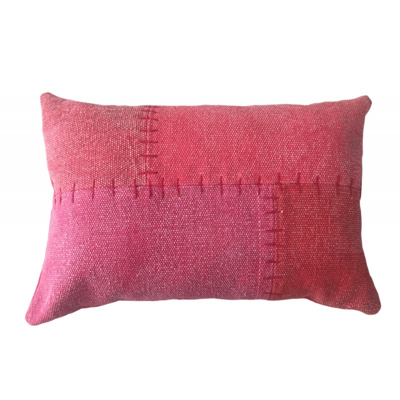 LYRICAL vintage rectangular patchwork cushion handmade (red) - image 41814