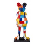 Statue sculpture décorative design GRENOUILLE DAMIER en résine H150 (multicolore)