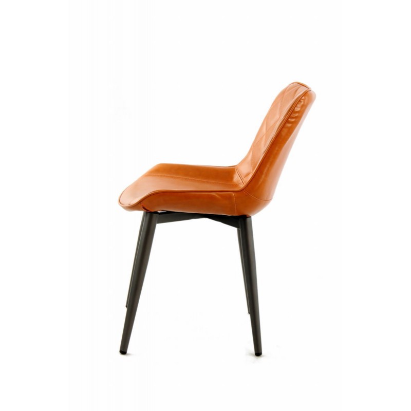 2 Retro-Stühle gepolstert EUGENIE (Orange) - image 42034
