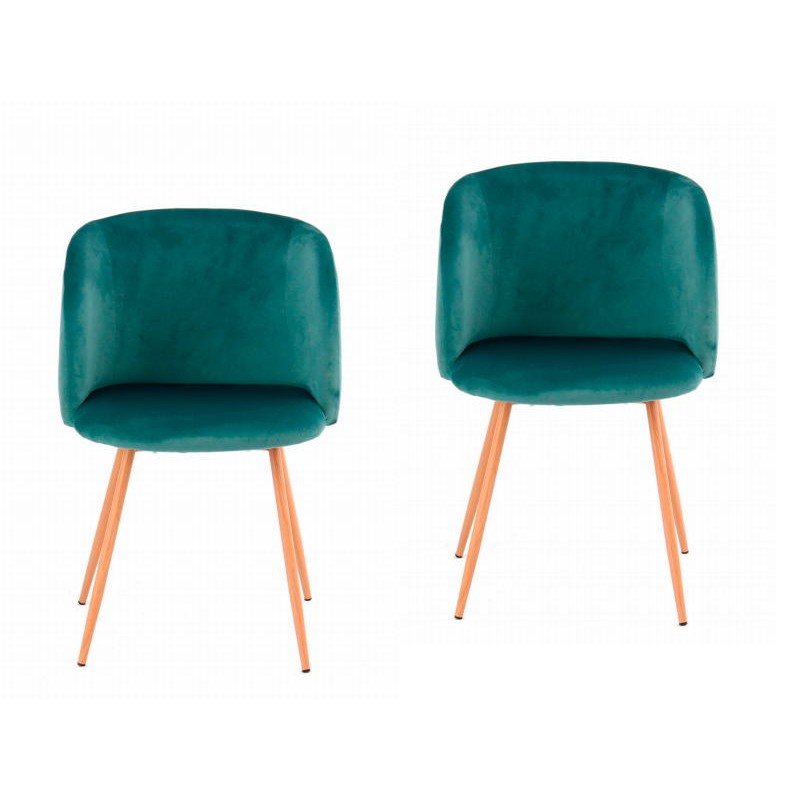 Set of 2 chairs in Velvet Scandinavian LISY (green) - image 42054