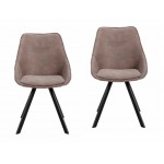 Set of 2 chairs in fabric Scandinavian LAURINE (Brown)