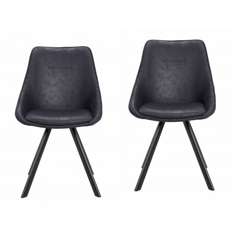 Set of 2 chairs in fabric Scandinavian LAURINE (black) - image 42188