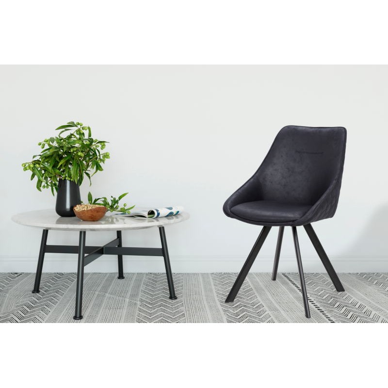 Set of 2 chairs in fabric Scandinavian LAURINE (black) - image 42189