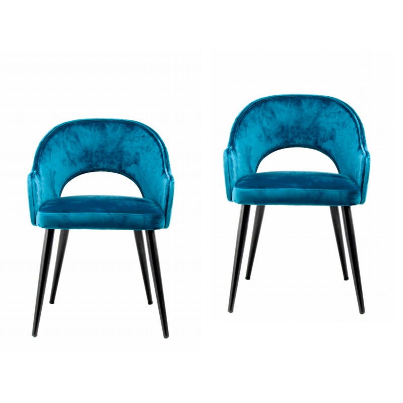 Set of 2 chairs in fabric with armrests t. (blue) - image 42225