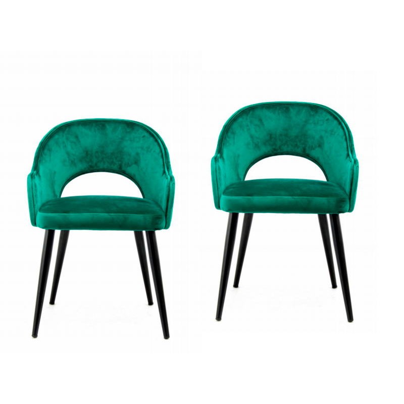 Satz von 2 Stühlen in Stoff mit Armlehnen t. (grün) - image 42233