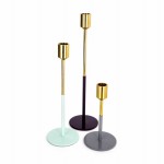Set of 3 candle holders PARTY (Golden, green, Plum, gray)