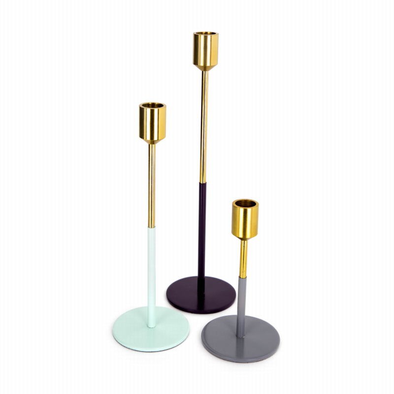 Set of 3 candle holders PARTY (Golden, green, Plum, gray) - image 42283