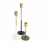 Set of 3 candle holders PARTY (gold, white, green, gray)