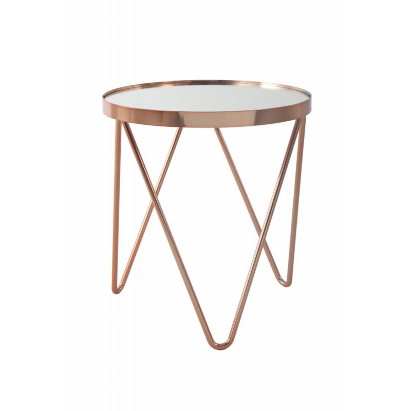 End table, end table MARILOU in glass and metal (Pink)