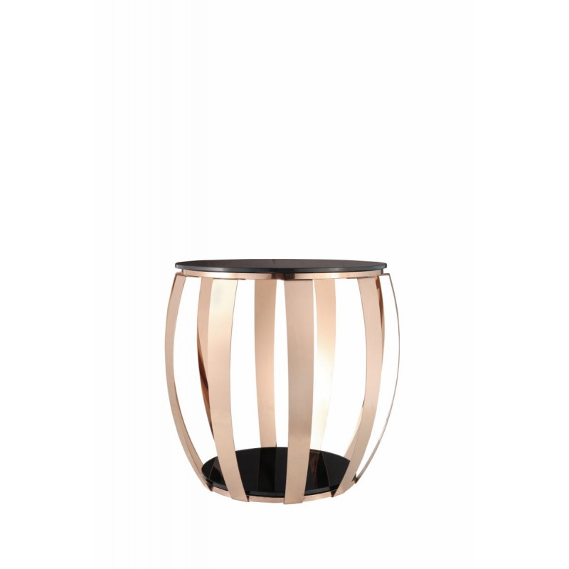 End table, end table SOLANGE stainless steel, glass (gold, black) - image 42490