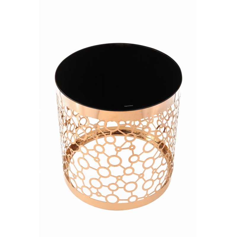 End table, end table IOLANDA stainless steel, glass (gold, black) - image 42497