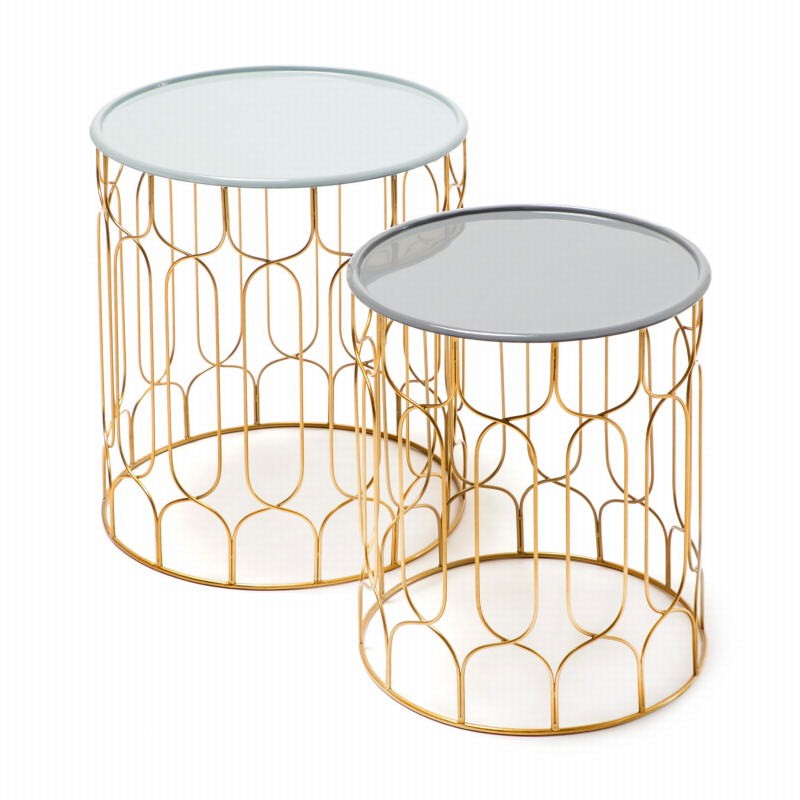 Set of 2 side Tables, the end of the couch MIRMA metal (light gray, dark gray) - image 42627