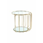 End table, end table APOLLINE in metal, mirror and glass (gold)