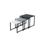 ALISSA (schwarz, grau-weiße) Metall Ausziehbarer Tisch
