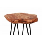 Table d'appoint, bout de canapé ELISE en métal et bois de cèdre (Naturel)
