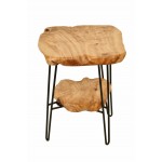 Side table double trays, side table MYRIAMME metal and cedar wood (natural)